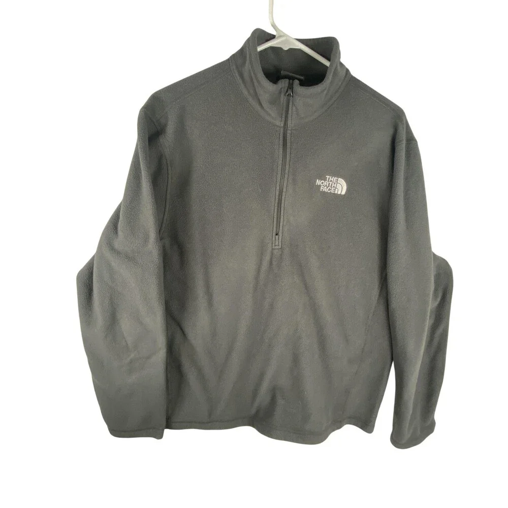 The North Face TKA 100 Glacier Fleece Jacket Mens Large Gray 1/4 Zip Pullover